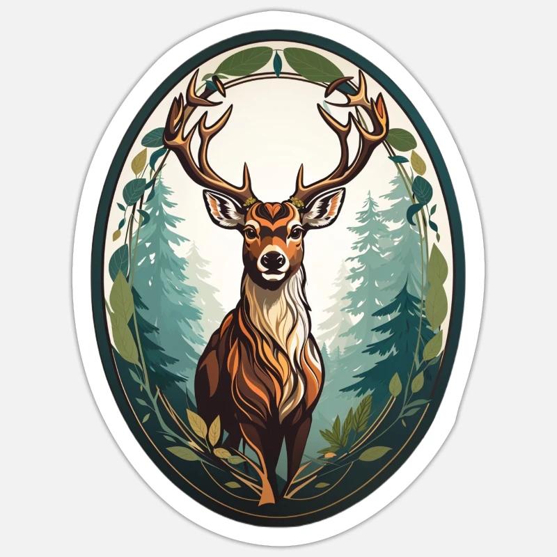 Cerf - Sticker taille S (10 x 10 cm) - blanc mat