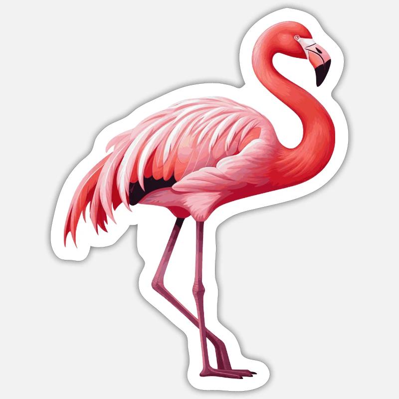 Flamant - Sticker taille S (10 x 10 cm) - blanc mat