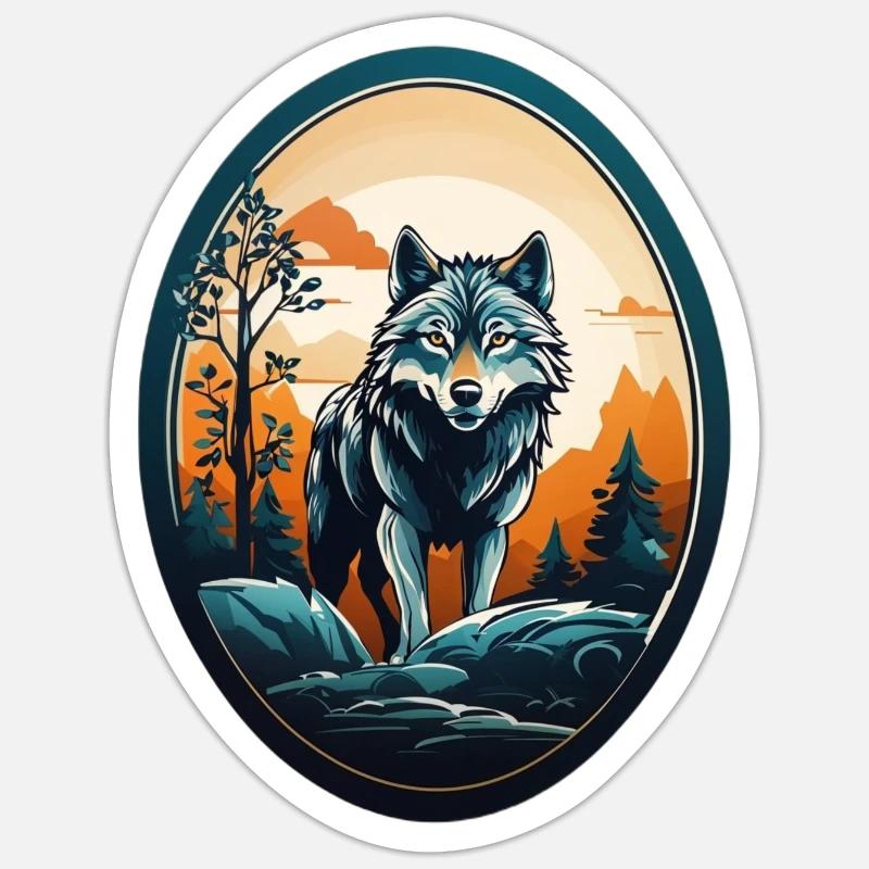 Waldbewohner Wolf - Sticker Größe S (10 x 10 cm) - Mattweiß