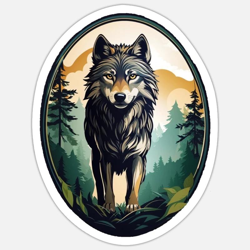 Waldbewohner Wolf Sticker Größe S (10 x 10 cm)