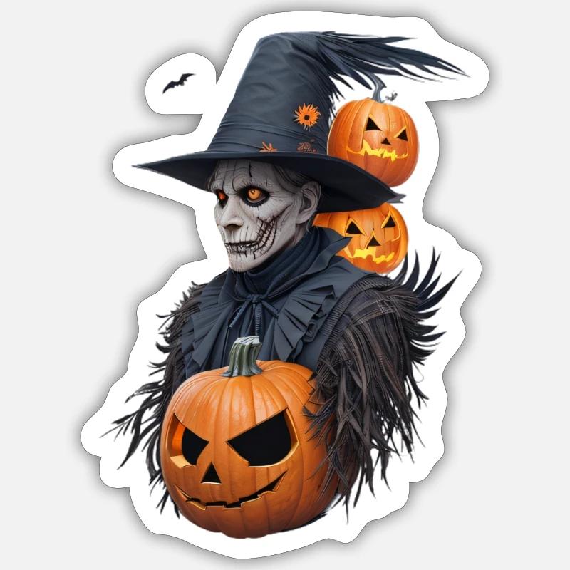 Halloween Vogelscheuche - Sticker Größe S (10 x 10 cm) - Mattweiß