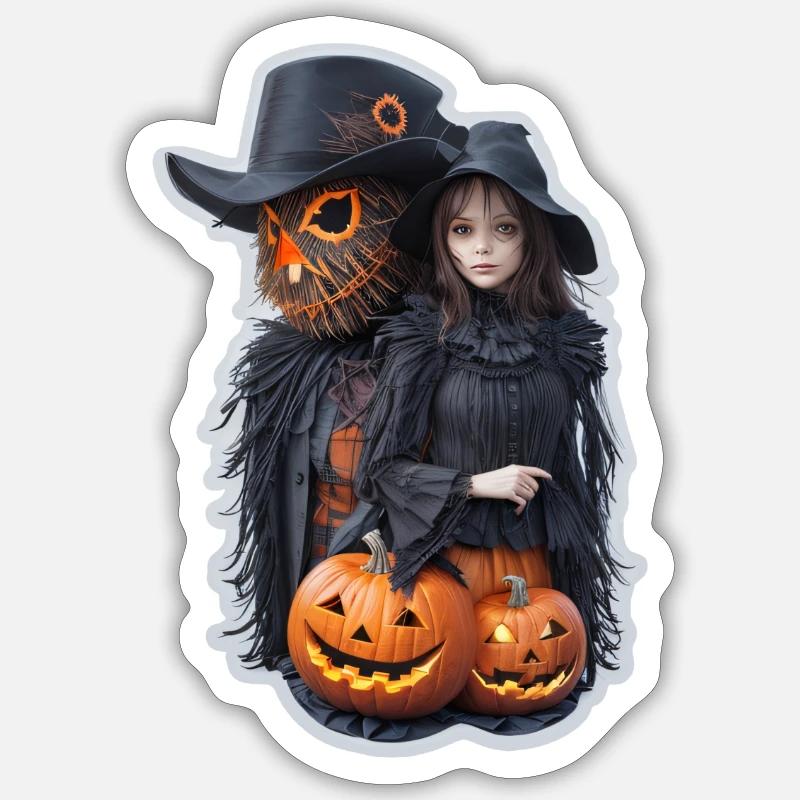 Halloween Vogelscheuche - Sticker Größe S (10 x 10 cm) - Mattweiß
