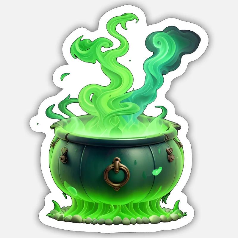 Chaudron de sorcière - Sticker taille S (10 x 10 cm) - blanc mat