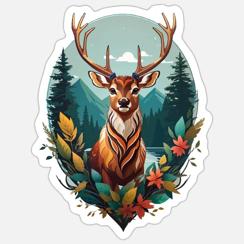 Deer - Sticker size S (10 x 10 cm) - white matte