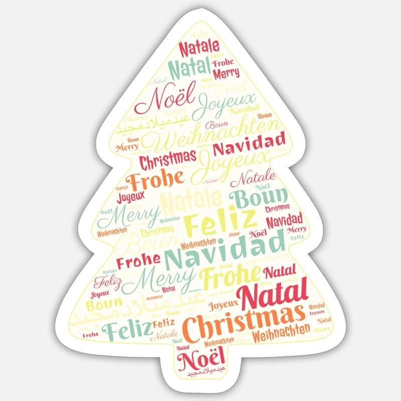 Arbre de Noël - Sticker taille S (10 x 10 cm) - blanc mat