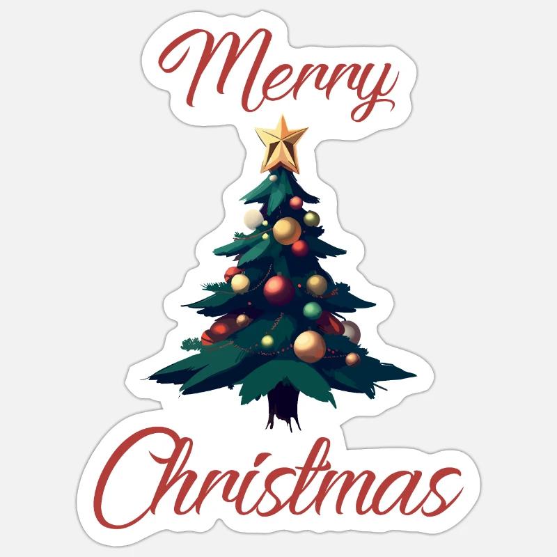 Weihnachtsbaum - Sticker Größe S (10 x 10 cm) - Mattweiß