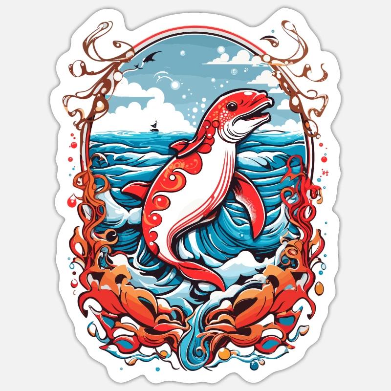 Sea creatures - Sticker size S (10 x 10 cm) - white matte