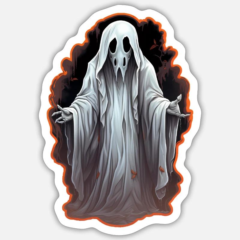 Fantôme d’Halloween - Sticker taille S (10 x 10 cm) - blanc mat