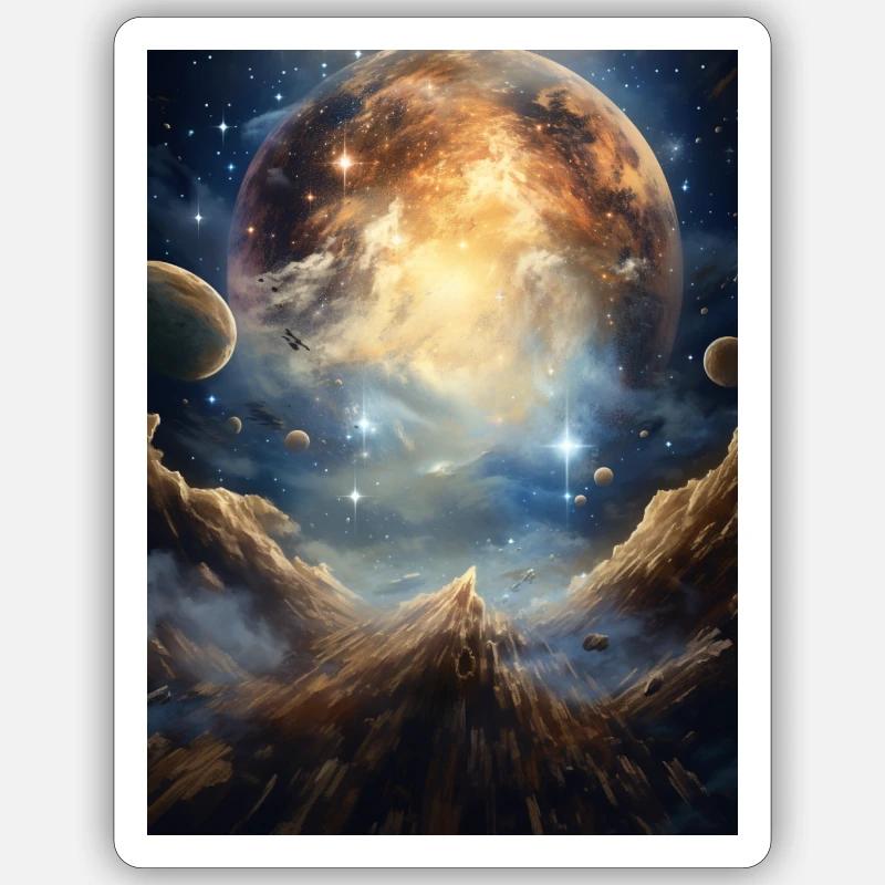 Paysage onirique céleste - Sticker taille S (10 x 10 cm) - blanc mat