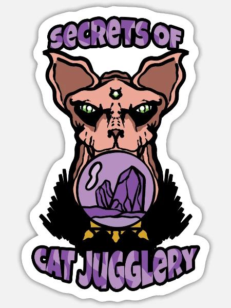 Geheimnisse des Katzenjongleurs - Sticker Größe S (10 x 10 cm) - Mattweiß