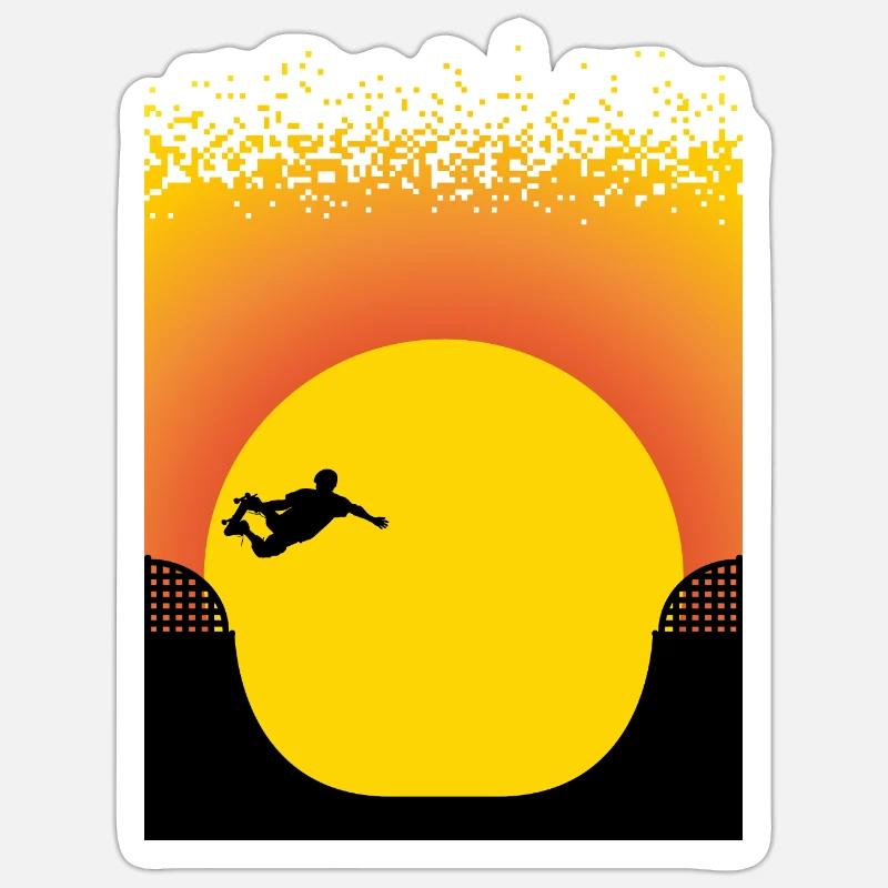 Planches à roulettes Sunset - Sticker taille S (10 x 10 cm) - blanc mat