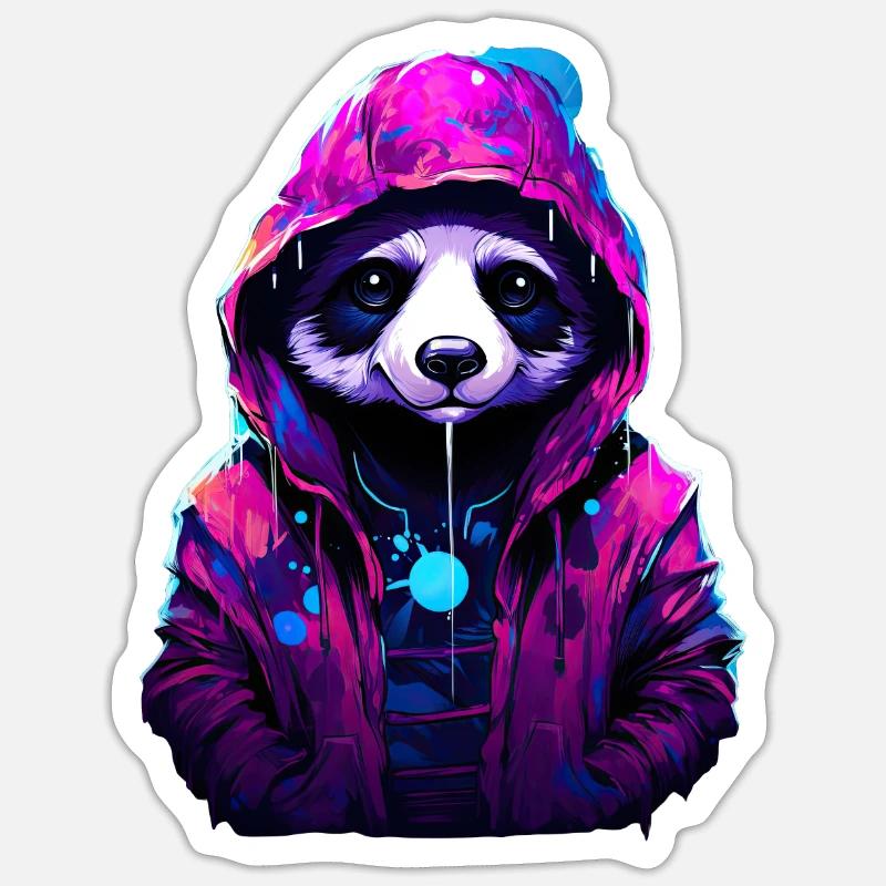 Panda à capuchon Sticker taille S (10 x 10 cm)