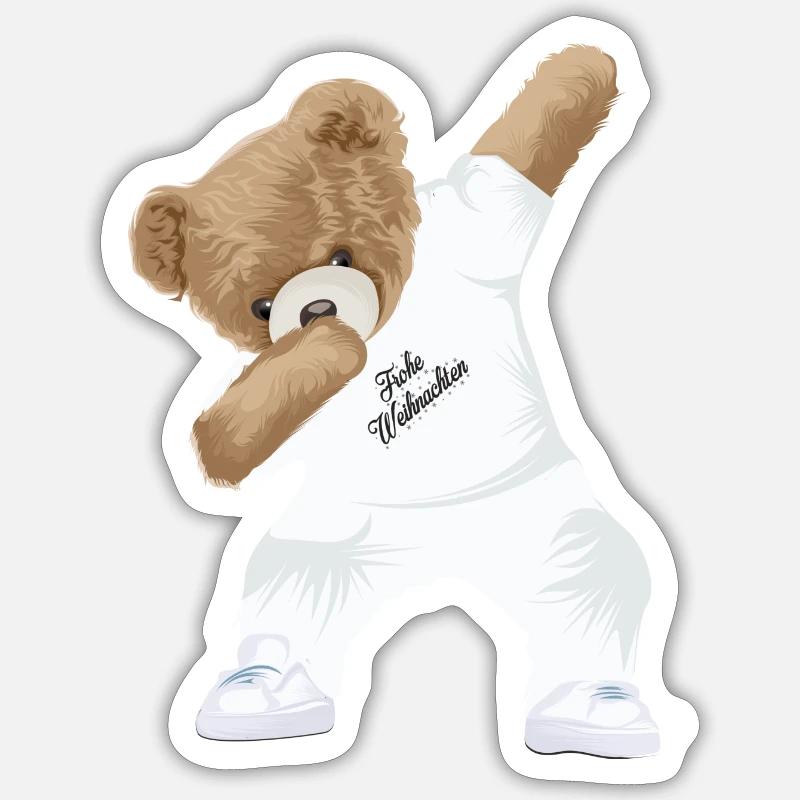 Dabbing Teddy - Sticker Größe S (10 x 10 cm) - Mattweiß