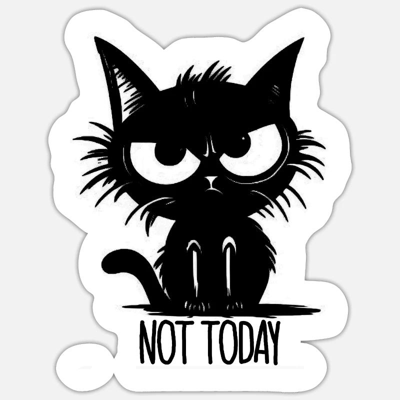 Not Today Katze Geschenkidee - Sticker Größe S (10 x 10 cm) - Mattweiß