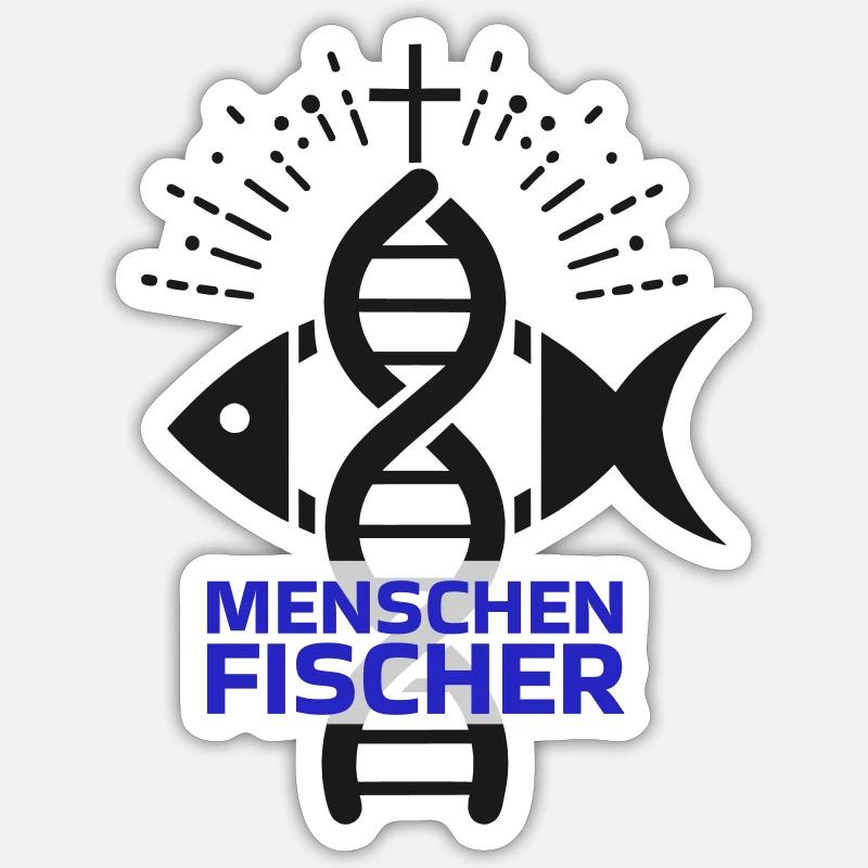 DNA trifft Glauben: Der Ichthys-Helix - Sticker Größe S (10 x 10 cm) - Mattweiß