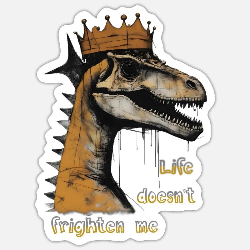 Dino mit Krone - Sticker Größe S (10 x 10 cm) - Mattweiß