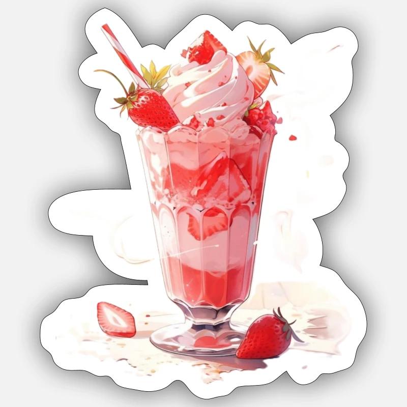 Erdbeer-Eis Sticker Größe S (10 x 10 cm)