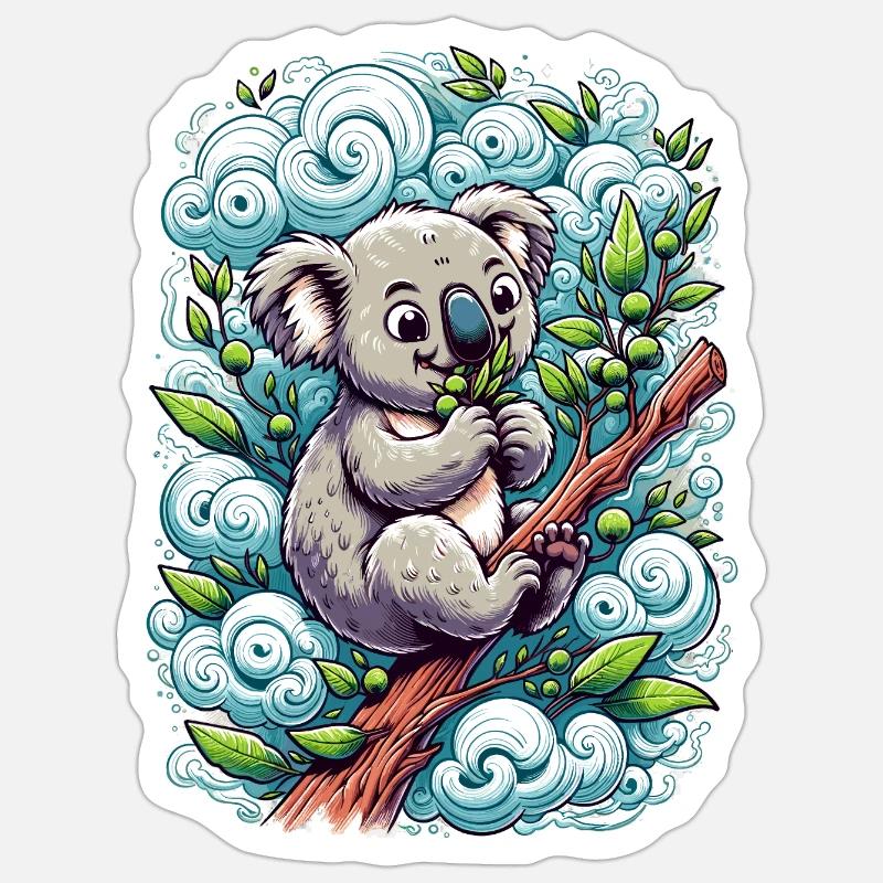 "Eucalyptus Snacker": Koalabär beim Knabbern Sticker Größe S (10 x 10 cm)