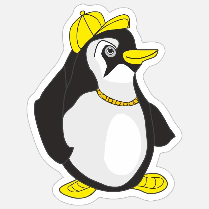 cooler Pinguin - Sticker Größe S (10 x 10 cm) - Mattweiß