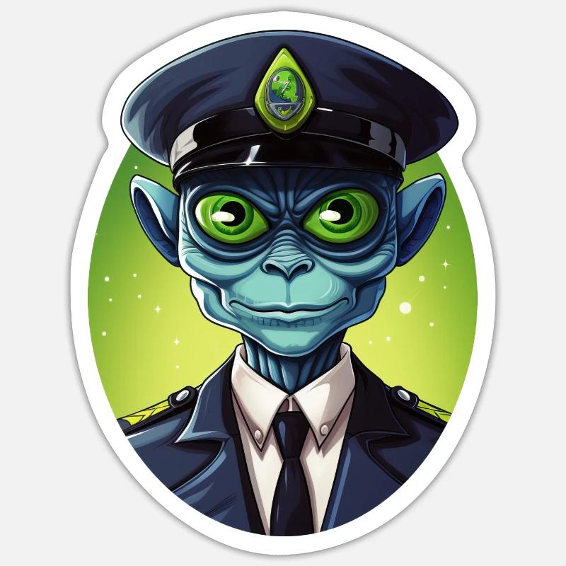 Flic extraterrestre - Sticker taille S (10 x 10 cm) - blanc mat