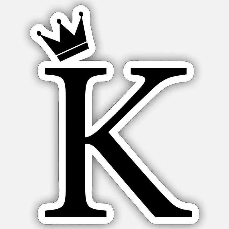 K monogram crown - Sticker size S (10 x 10 cm) - white matte