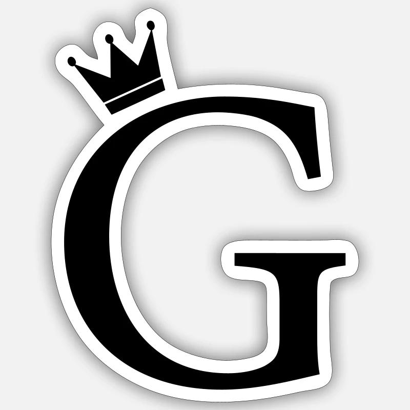 G monogram crown - Sticker size S (10 x 10 cm) - white matte