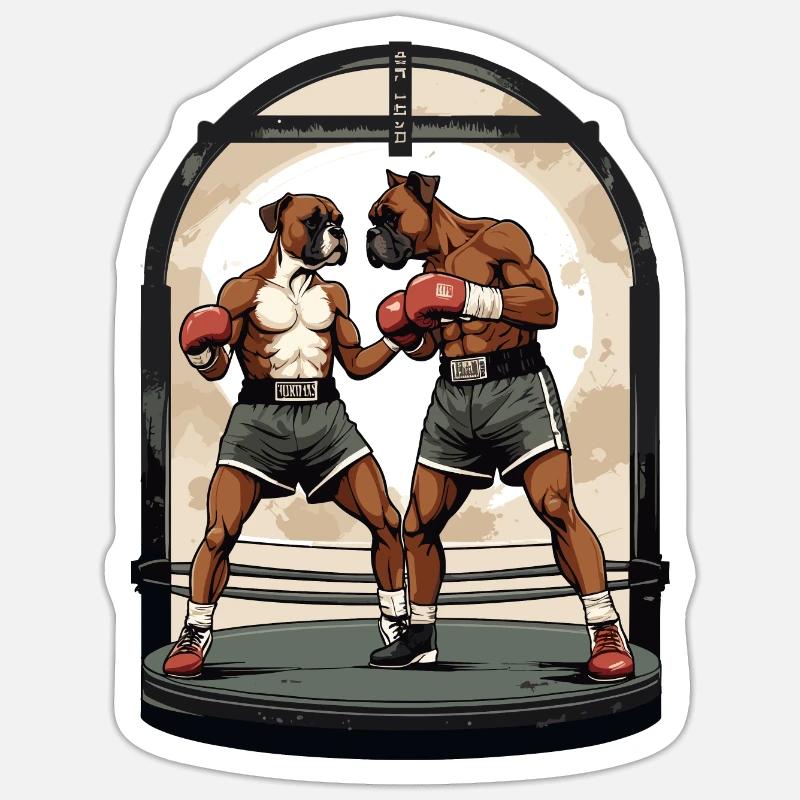 Chiens sur le ring de boxe Sticker taille S (10 x 10 cm)
