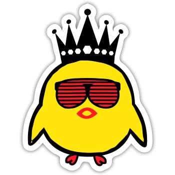King Chick - Sticker størrelse S (10 x 10 cm) - mat hvid - Foran