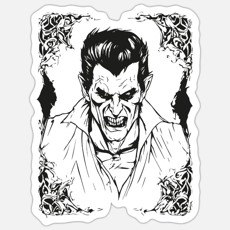 Vampire Horror Illustration - Sticker size S (10 x 10 cm) - white matte