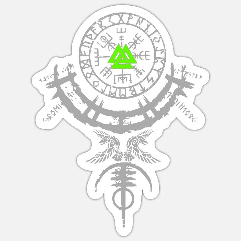Wikinger Design Vegvisir Kompass Vikings - Sticker Größe S (10 x 10 cm) - Mattweiß