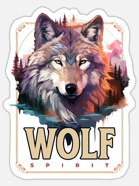 Wolf Wolfskopf Natur Wildnis Abenteuer Wald Kunst - Sticker Größe S (10 x 10 cm) - Mattweiß