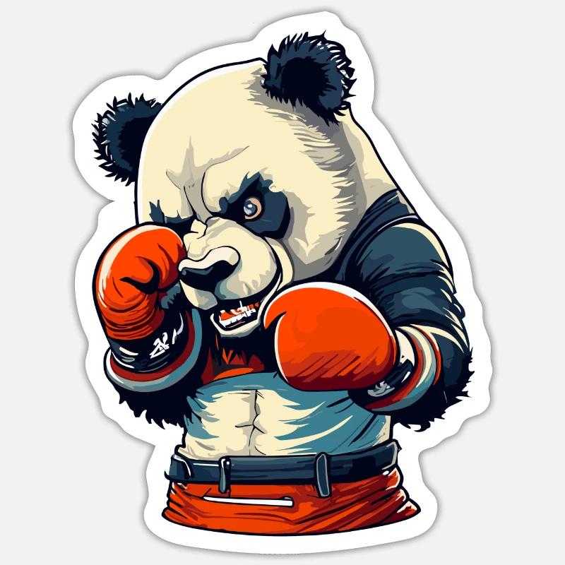 Boîte Panda - Sticker taille S (10 x 10 cm) - blanc mat