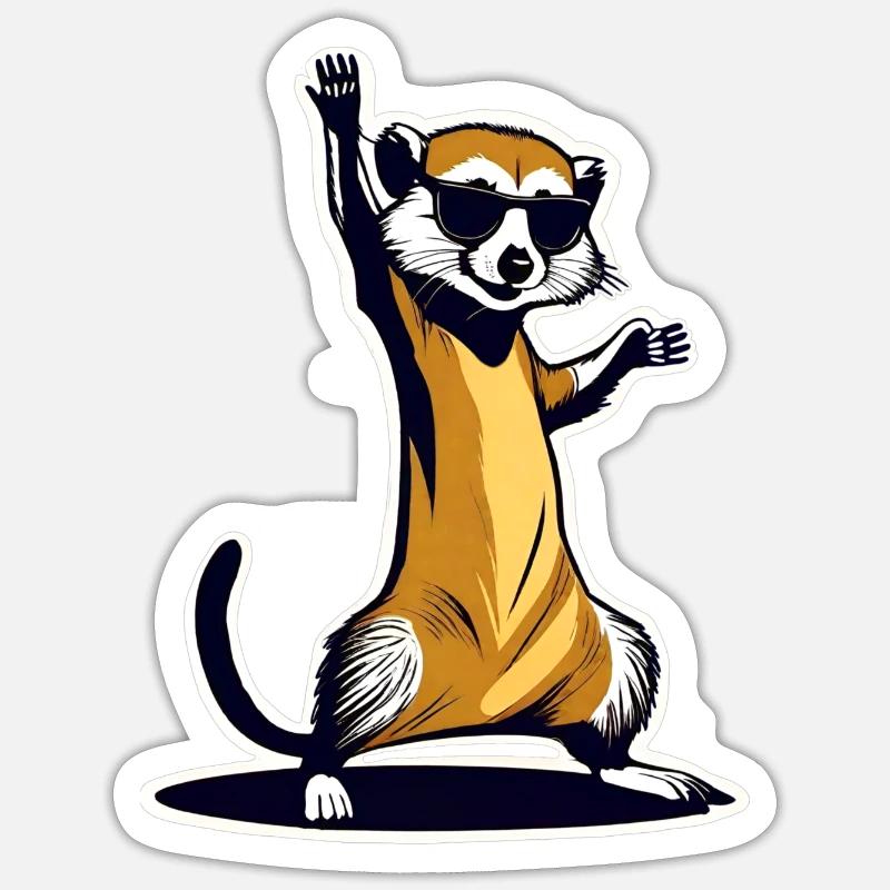 Tanzendes Erdmännchen - Sticker Größe S (10 x 10 cm) - Mattweiß