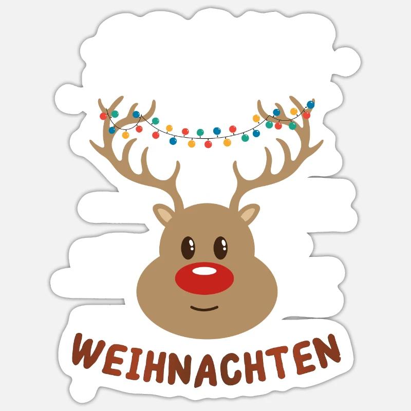 Festlicher Rudolf Rentier Weihnachtspullover Sticker Größe S (10 x 10 cm)