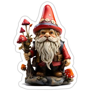 Gartenzwerg mit roter Mütze - Sticker Größe S (10 x 10 cm) - Mattweiß - Vorne