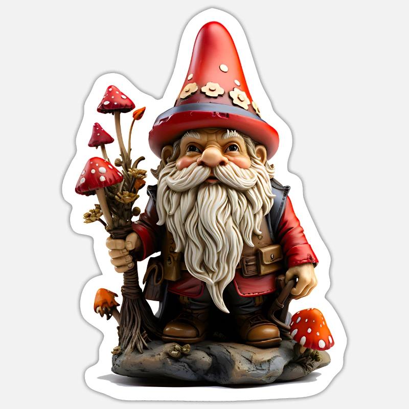 Gartenzwerg mit roter Mütze Sticker Größe S (10 x 10 cm)