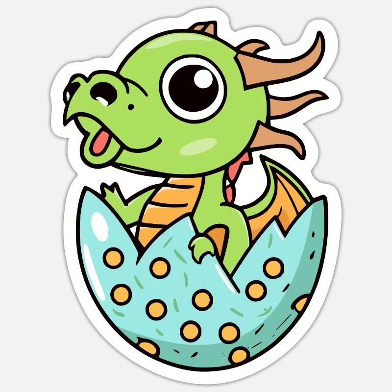Drache - Sticker Größe S (10 x 10 cm) - Mattweiß