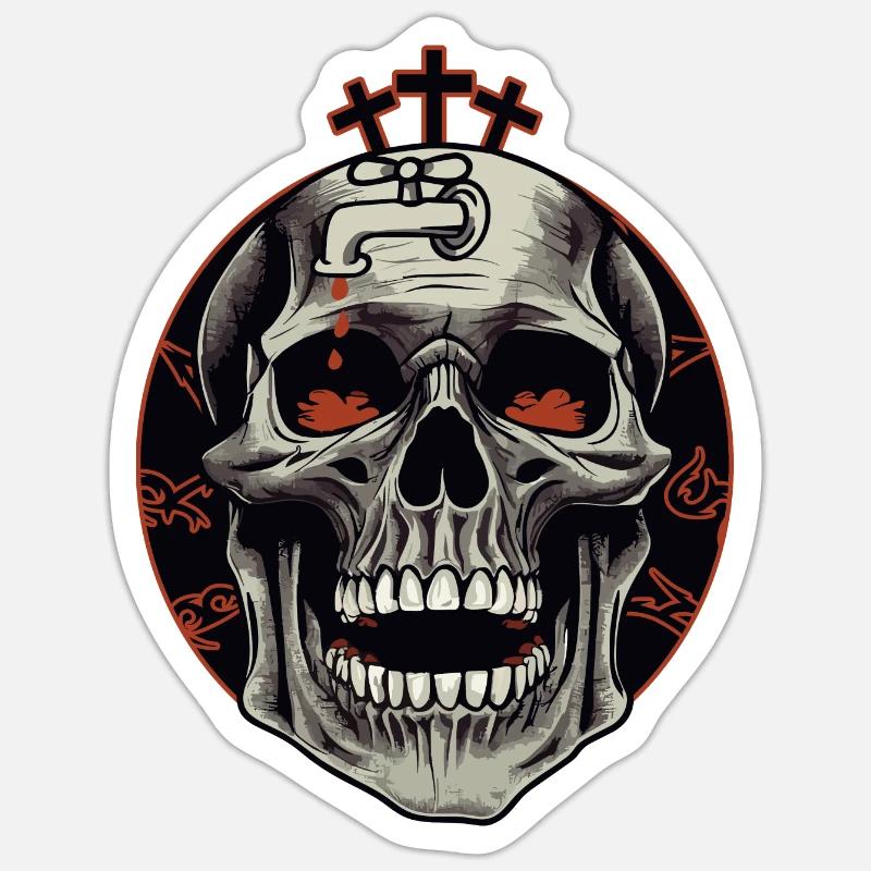 Brain Crash Skull Sticker size S (10 x 10 cm)