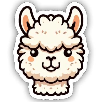 Alpaka Lama Kopf Comic Cartoon - Sticker Größe S (10 x 10 cm) - Mattweiß - Vorne