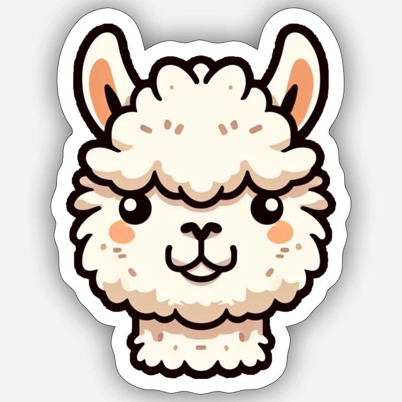 Alpaka Lama Kopf Comic Cartoon Sticker Größe S (10 x 10 cm)