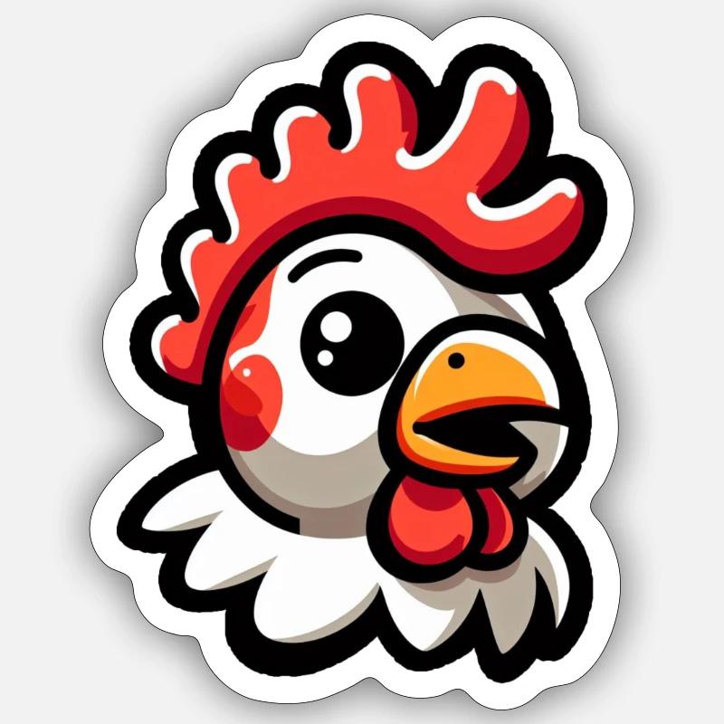 Huhn Kopf Comic - Sticker Größe S (10 x 10 cm) - Mattweiß