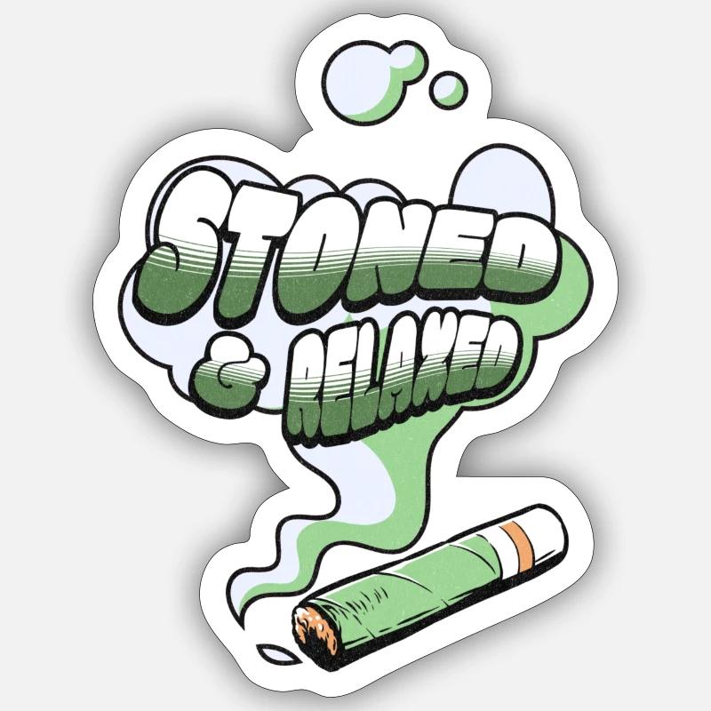 STONED & RELAXED - Sticker Größe S (10 x 10 cm) - Mattweiß