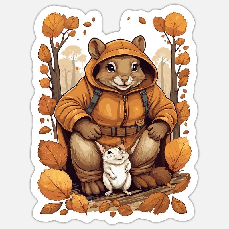 Süßes Eichhörnchen mit Maus - Sticker Größe S (10 x 10 cm) - Mattweiß