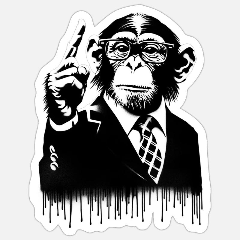 Enseignant. Monkey Life Affenleben - Sticker taille S (10 x 10 cm) - blanc mat
