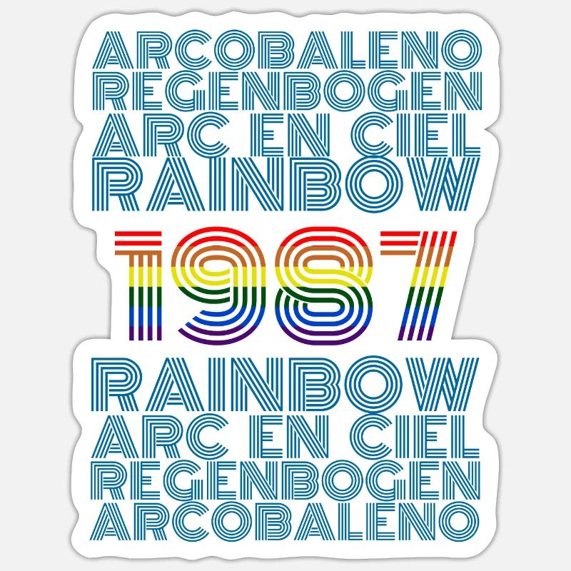 Arc-en-ciel 1987 - Sticker taille S (10 x 10 cm) - blanc mat