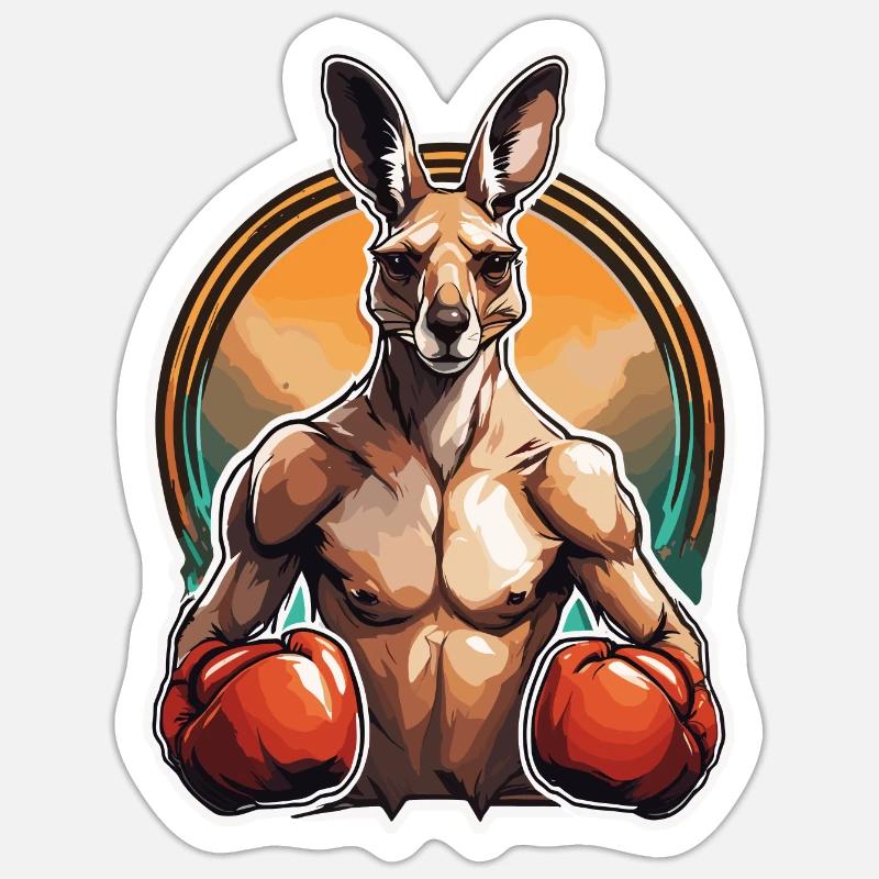 Känguru / Tier / Australien / Beuteltier / Outback - Sticker Größe S (10 x 10 cm) - Mattweiß