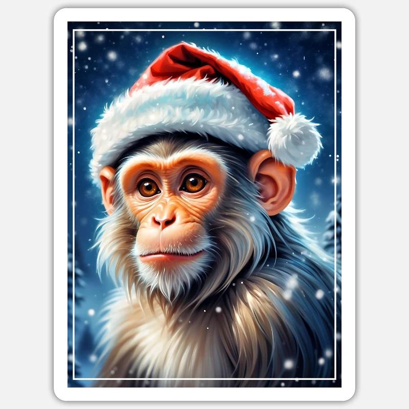 Winterlandschaft Monkey 1.3 - Sticker Größe S (10 x 10 cm) - Mattweiß