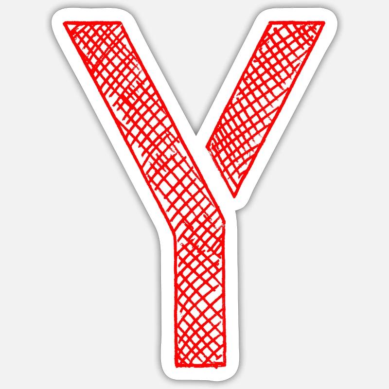 Y - Buchstabe / Initale - Schraffur - Sticker Größe S (10 x 10 cm) - Mattweiß
