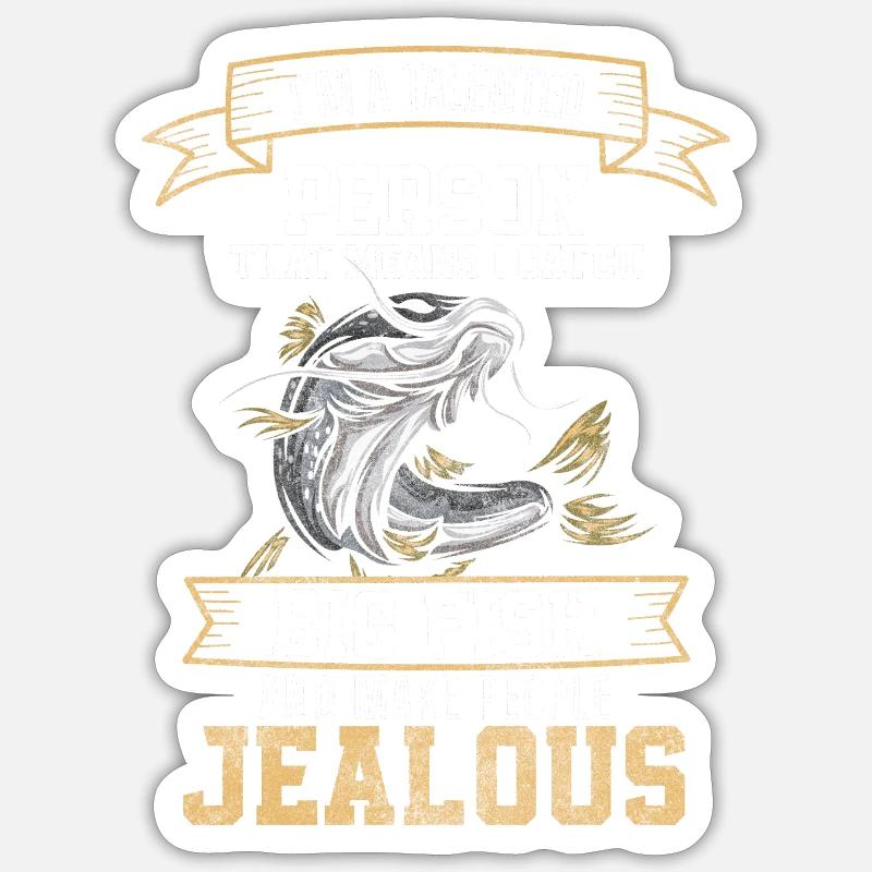 Pêcheur, Pêche, Loisirs, Eau - Sticker taille S (10 x 10 cm) - blanc mat