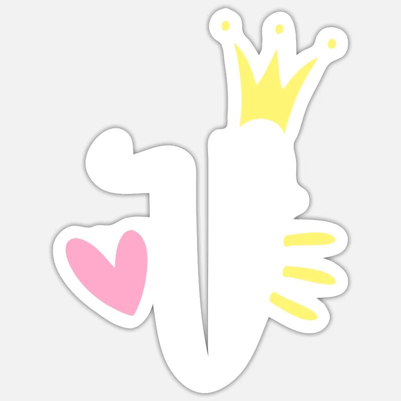 Buchstabe V Anfangsbuchstabe Krone Sticker Größe S (10 x 10 cm)